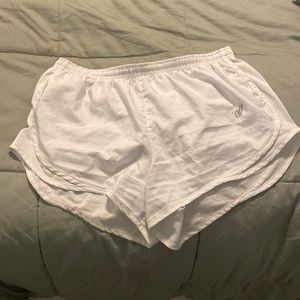 varsity white shorts - large